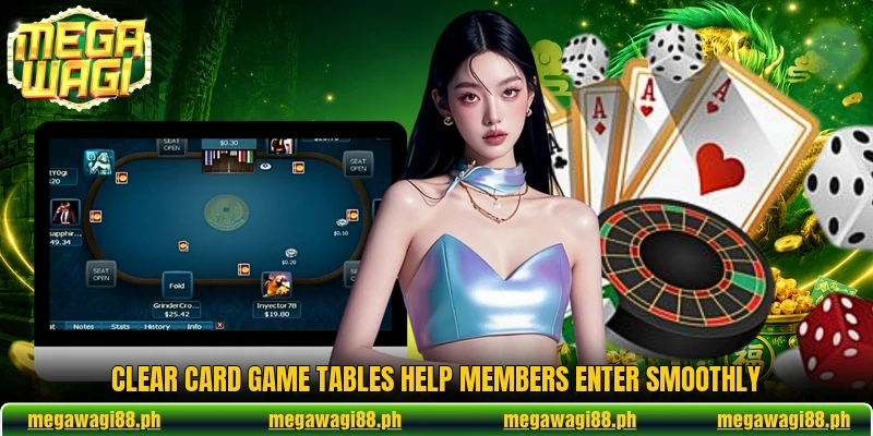Clear card game tables help members enter smoothly Clear card game tables help members enter smoothly