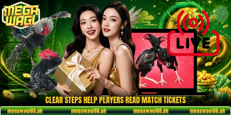Clear steps help players read match tickets