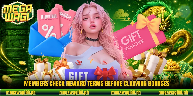 Members check reward terms before claiming bonuses Members check reward terms before claiming bonuses