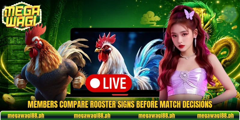 Members compare rooster signs before match decisions