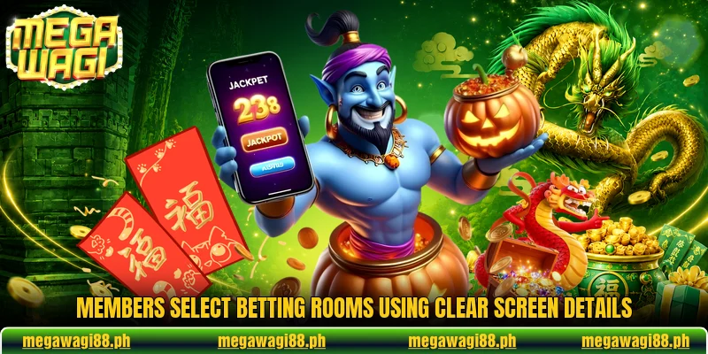 Members select betting rooms using clear screen details Members select betting rooms using clear screen details