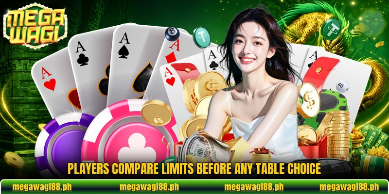 Players compare limits before any table choice