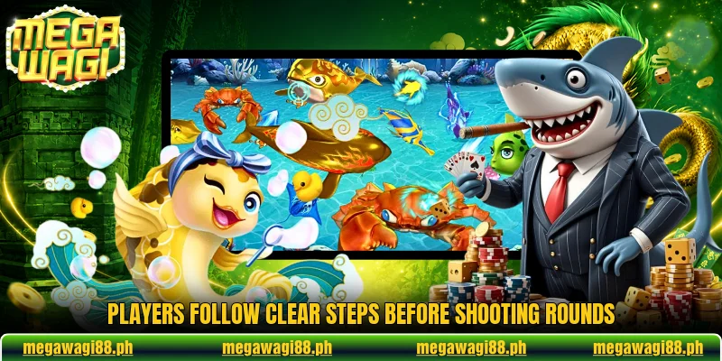 Players follow clear steps before shooting rounds Players follow clear steps before shooting rounds