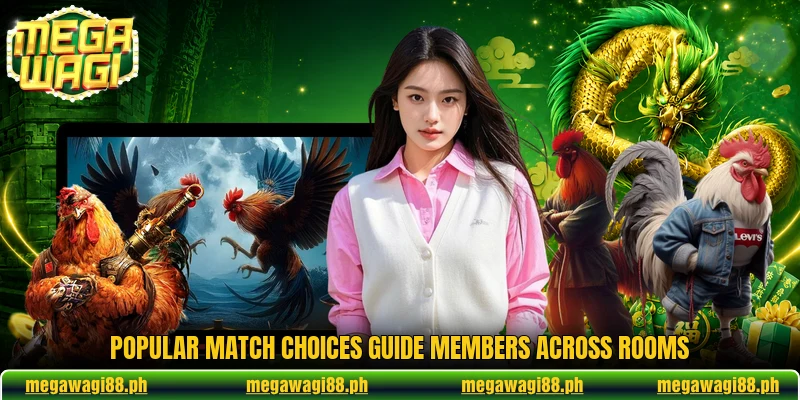 Popular match choices guide members across rooms