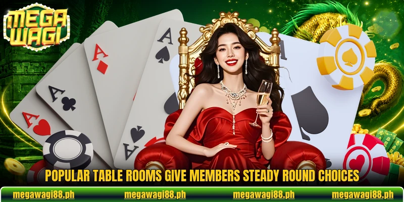 Popular table rooms give members steady round choices Popular table rooms give members steady round choices