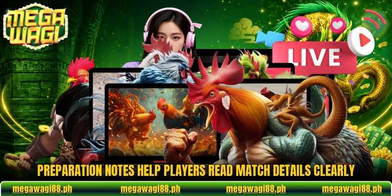 Preparation notes help players read match details clearly