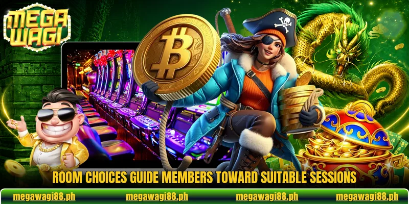 Room choices guide members toward suitable sessions
