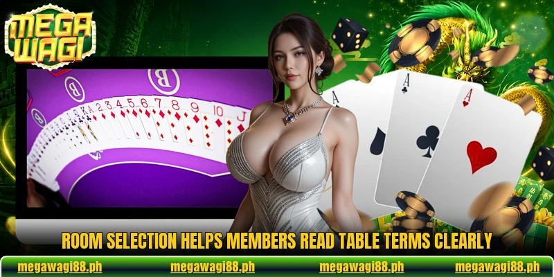 Room selection helps members read table terms clearly