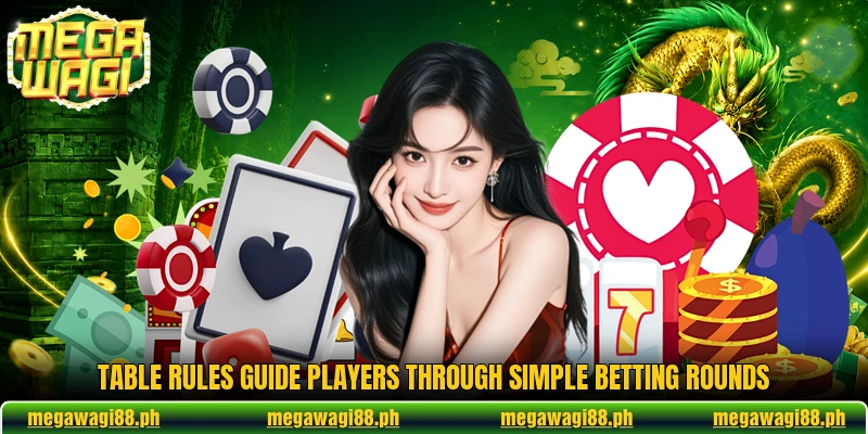Table rules guide players through simple betting rounds