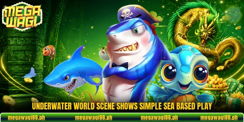 Underwater World scene shows simple sea based play Underwater World scene shows simple sea based play